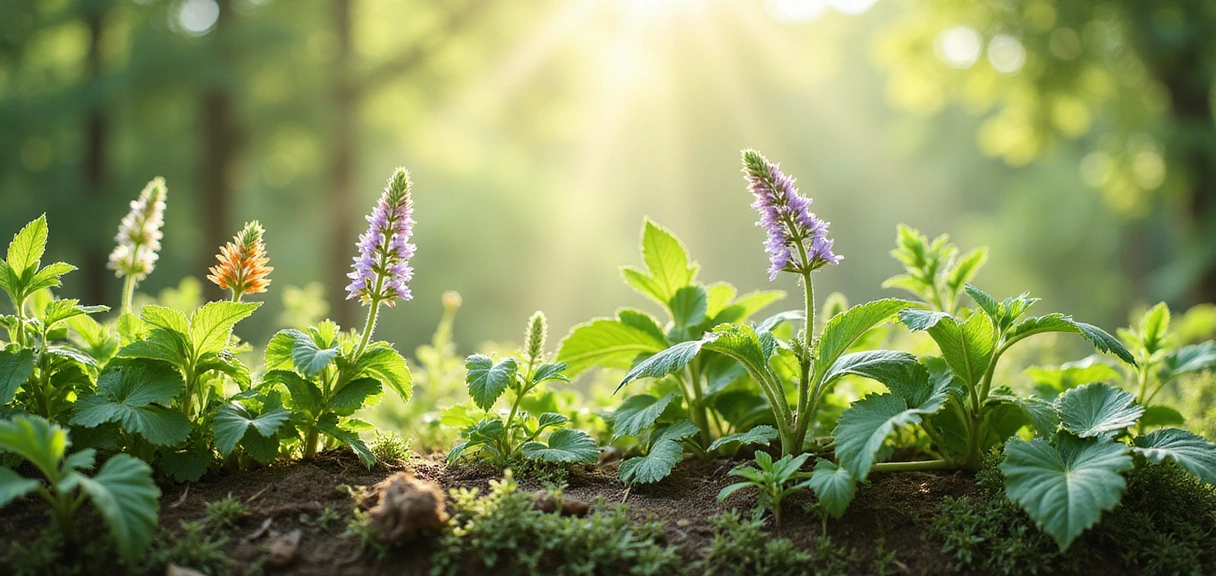 Piante ed erbe medicinali in un ambiente naturale