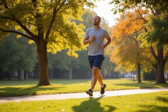 Uomo che corre all'aperto in un parco