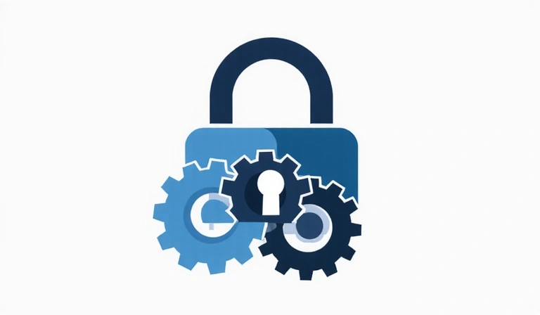 Immagine che illustra un lucchetto e ingranaggi, simbolo della sicurezza e funzionalità essenziale dei cookie tecnici