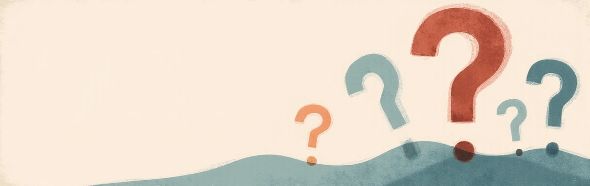 Immagine astratta con punti interrogativi stilizzati che simboleggiano le domande frequenti