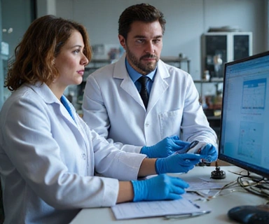 Ricercatori che discutono in un laboratorio