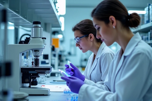 Scienziati al lavoro in un laboratorio moderno