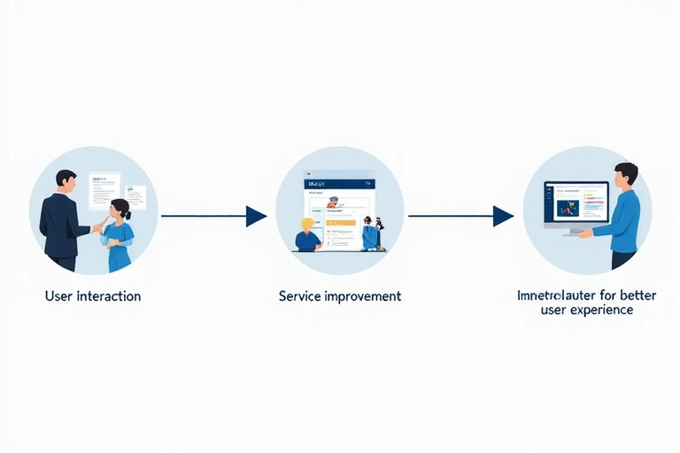 Diagramma di flusso che mostra il ciclo di vita dei dati dal cliente al miglioramento del servizio.